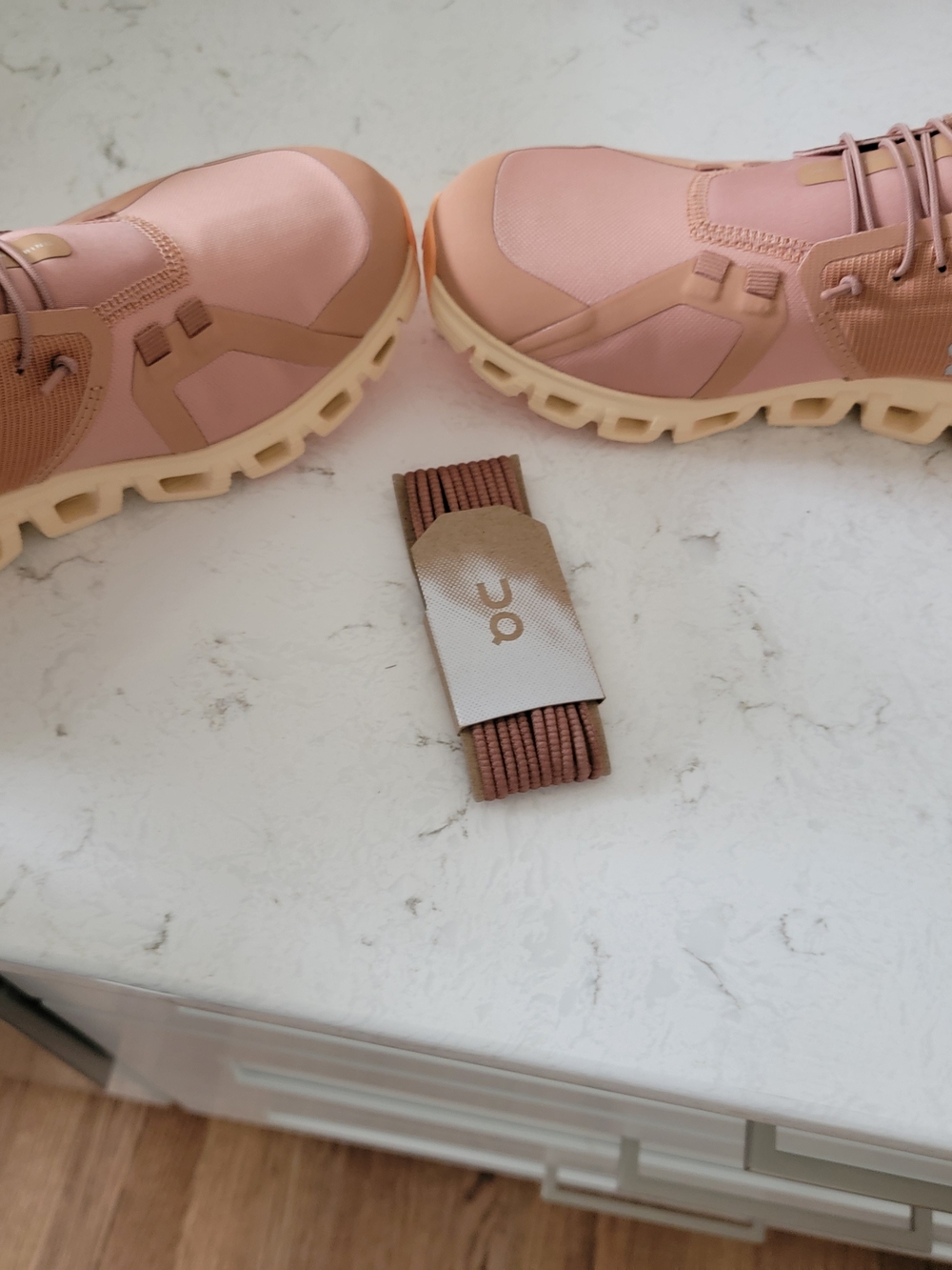On Cloud Waterproof Women's Athletic Shoes in Rose/Tan - Picture 7 of 9